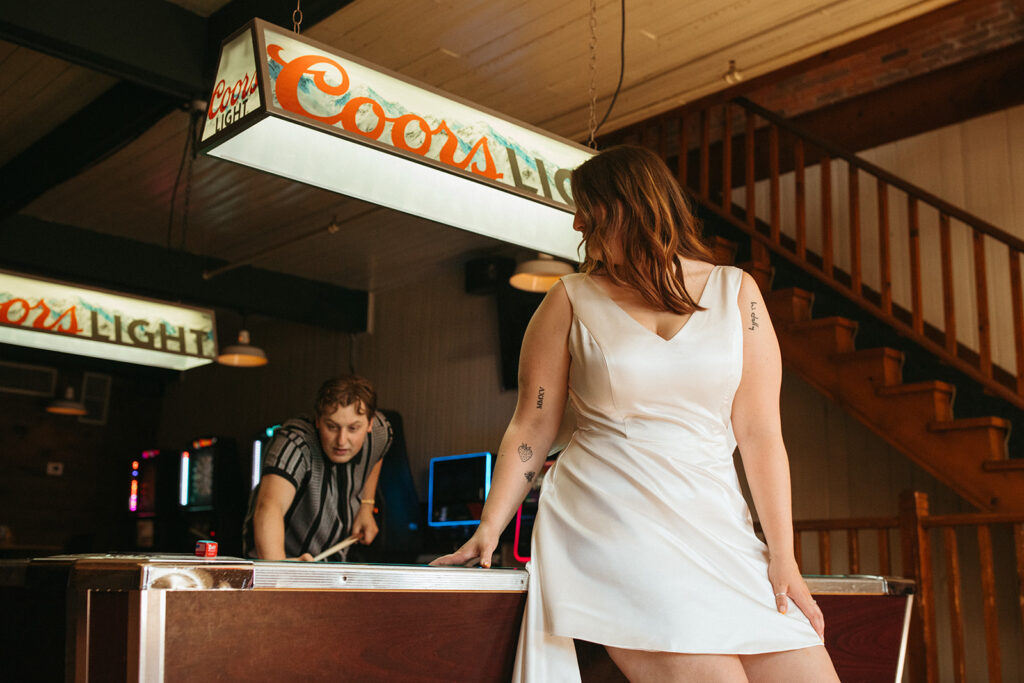 Minneapolis Engagement Photos at a dive bar