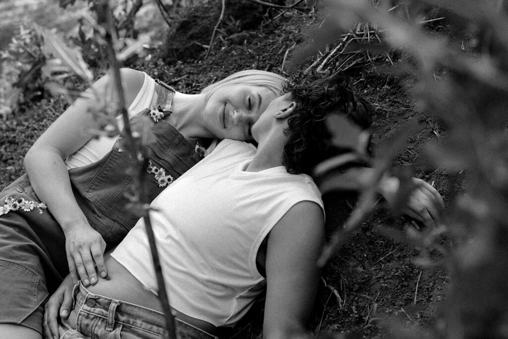 A black and white image taken in the rural midwest by Twin Cities Couples Photographer, Gabby Bridge