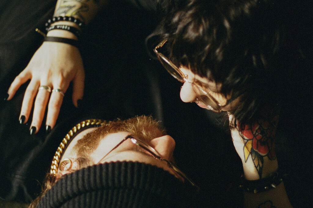 A close-up of a young engaged couple taken during an in-home session with a Wisconsin wedding photographer. 